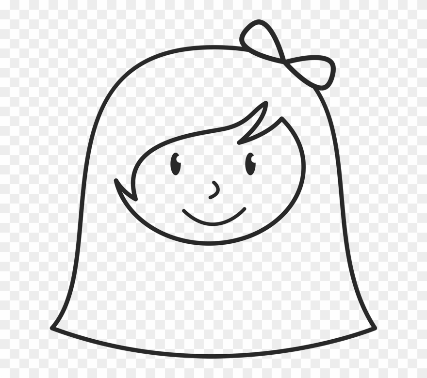 Girl With Long Hair And Bow Face Stamp Clipart