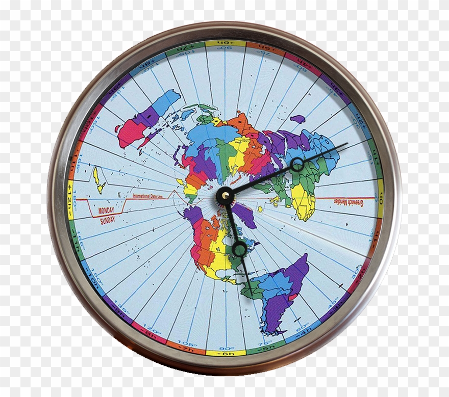 Greenwich Mean Time Zones Flat Earth Map 24 Hour Clock Clipart