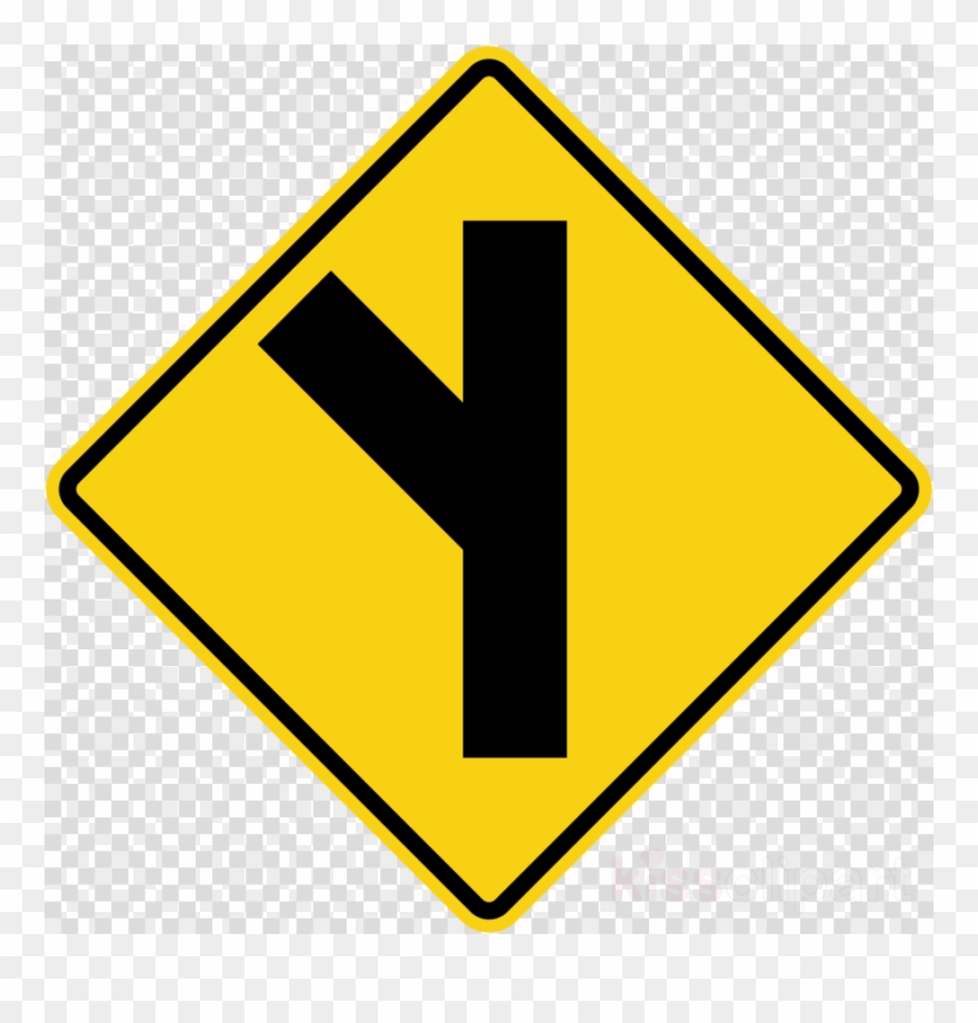 Road Left Sign Clipart Traffic Sign Side Road - Png Download