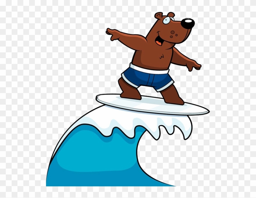 Bear Surfing Royalty Free Art Black Royaltyfree Clipart