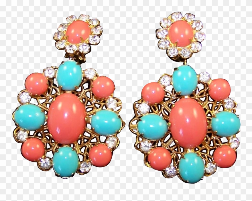 K - J - L - Kenneth J - Lane 1960's Coral, Turquoise Clipart