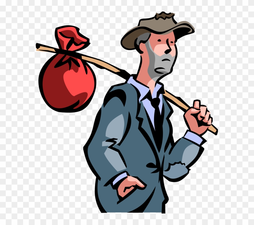 Vector Illustration Of Down On His Luck Homeless Businessman Clipart