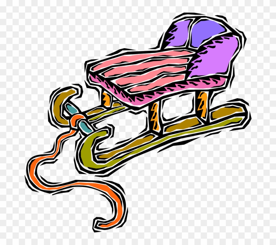 Vector Illustration Of Winter Sled Or Toboggan For Clipart