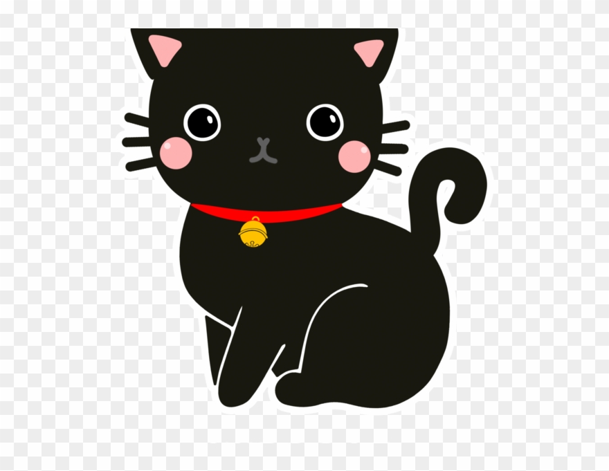 Black Cat Clipart Kawaii - Png Download