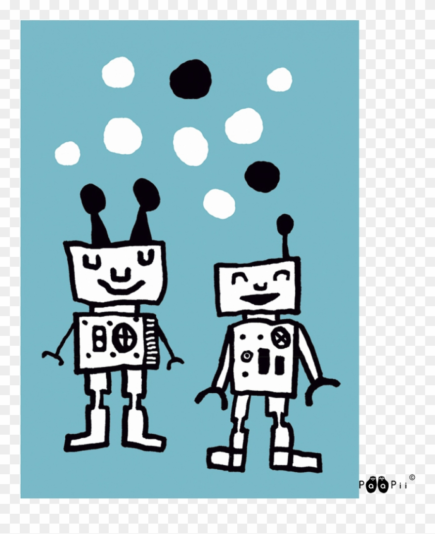 Postcard, Happy Robots Clipart
