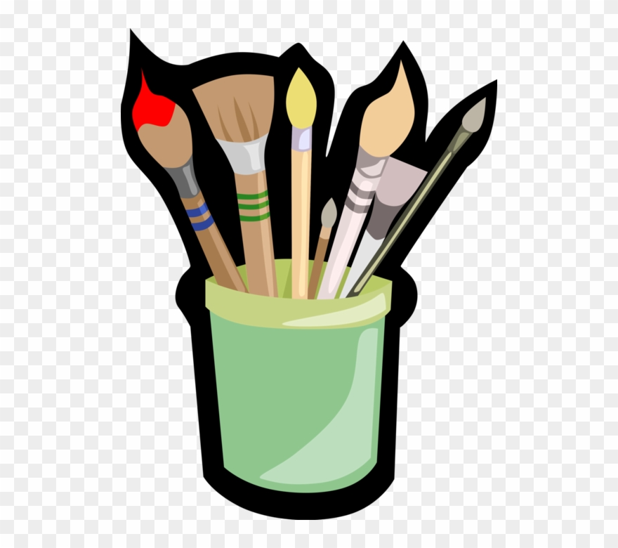 Vector Illustration Of Visual Fine Arts Artist's Paintbrushes Clipart
