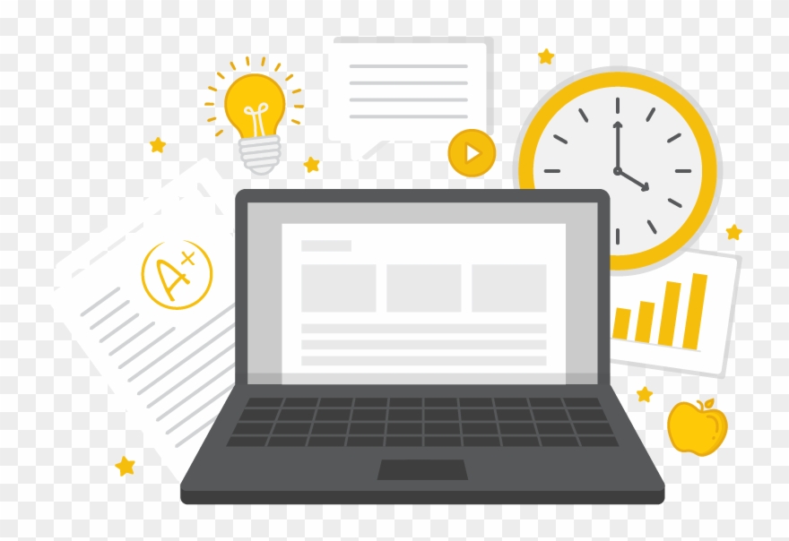 A Laptop Computer Surrounded By Various Charts, Graded Clipart
