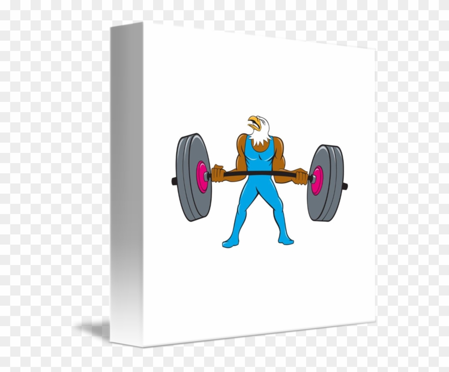 Clip Art Freeuse Stock Bald Weightlifter Lifting Barbell - Png Download