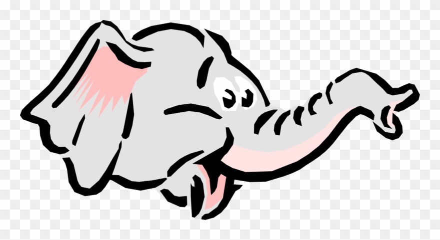Vector Illustration Of Cartoon Elephant Head With Trunk Clipart