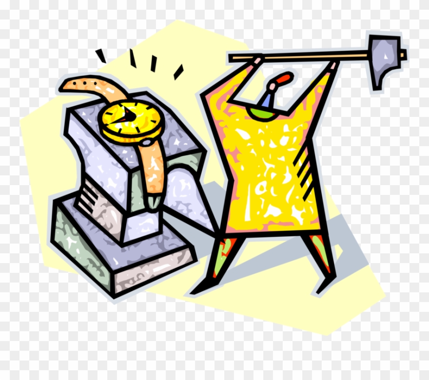Vector Illustration Of Time Management Smashing Wristwatch Clipart