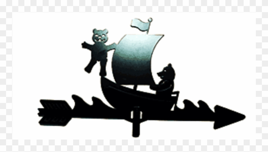 Teddies In Boat Weathervane Clipart