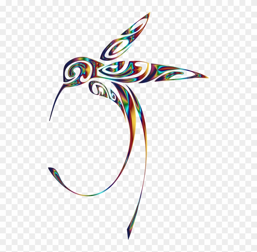 Ornamental Hummingbird Line Art Psychedelic Clipart