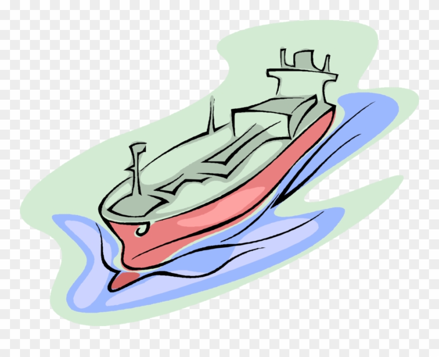 Vector Illustration Of Cargo Ship Or Freighter Ship Clipart
