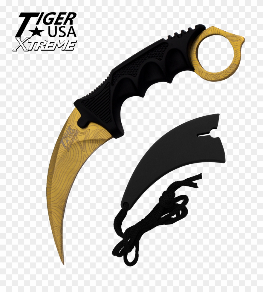 Gold Damascus Fixed Blade Neck Knife With Sheath Clipart