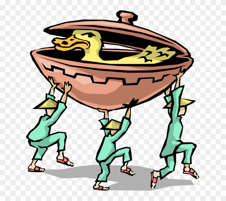 Chinese Waiter Delivers Peking Duck Vector Image Clipart