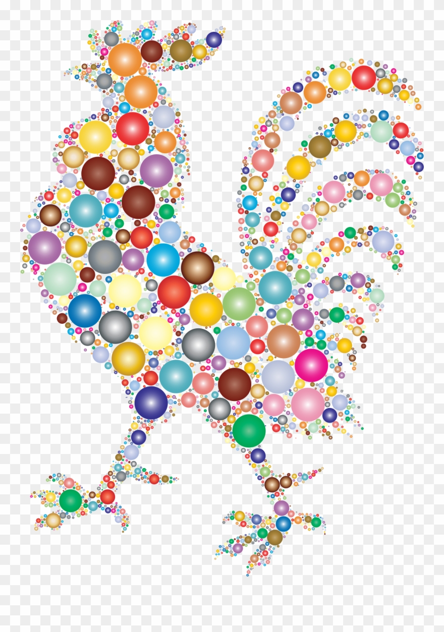 Rooster Made From Colorful Orbs Vector Clipart Image - Png Download