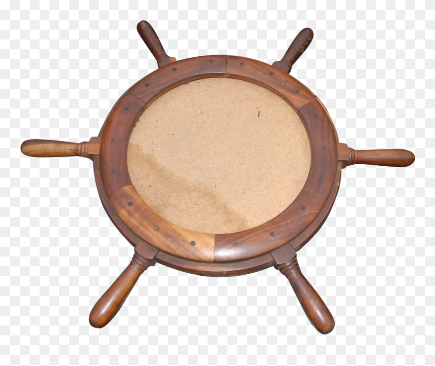 Vintage Walnut Ship Steering Wheel Mirror Or Picture Clipart