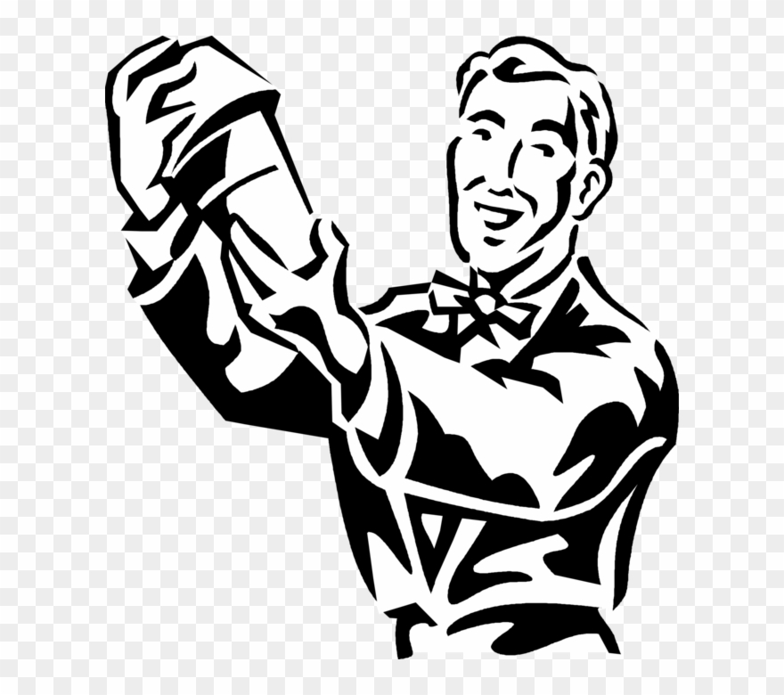 Vector Illustration Of Barroom Bartender Mixes Alcohol Clipart