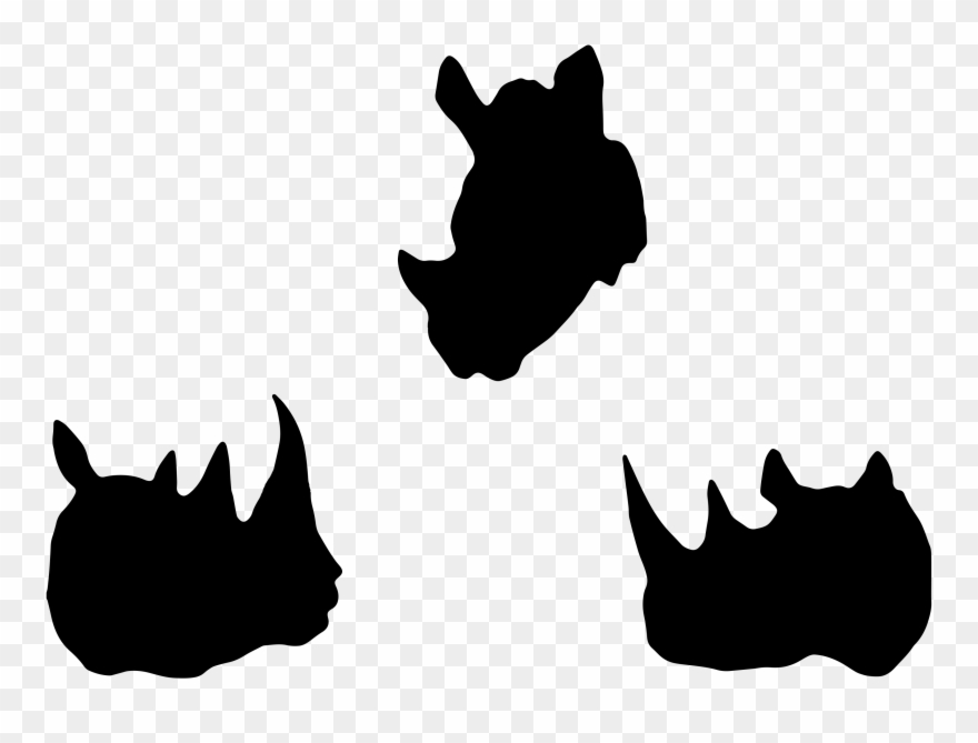 2255 Rhinos Head Free Vintage Clip Art - Png Download