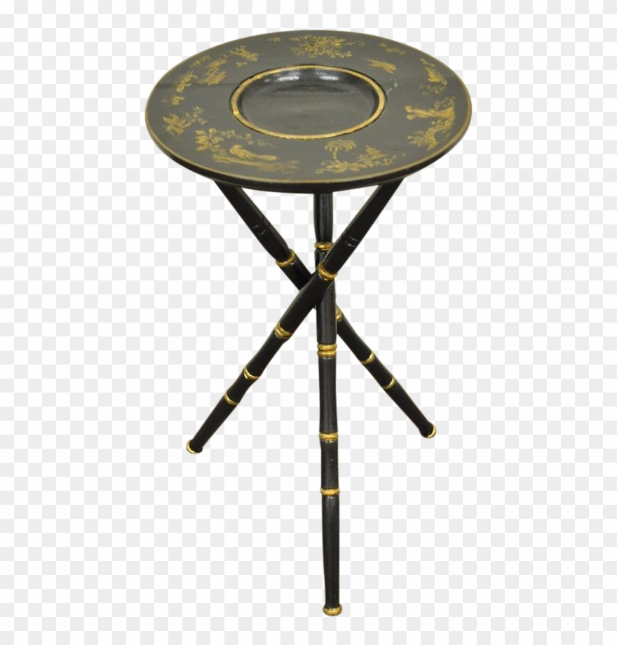 Antique Victorian English Decorated Faux Bamboo Tripod Clipart