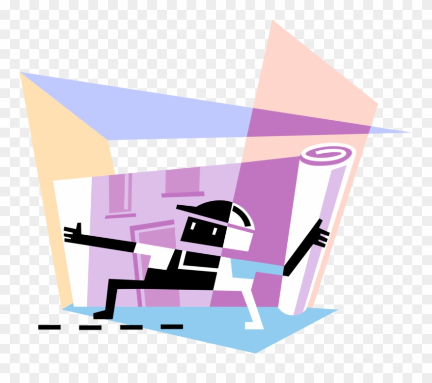 Engineer With Plans Image Illustration Of Building Clipart