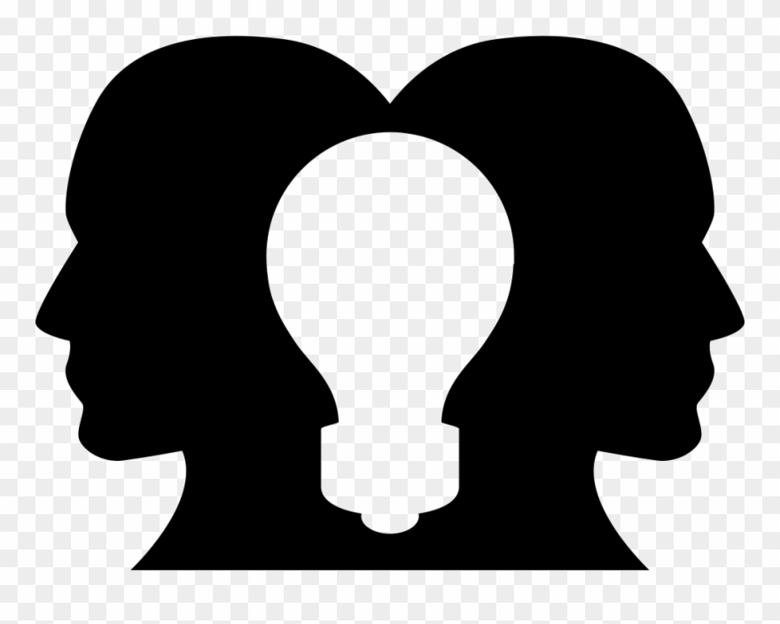 Two Heads Silhouettes Looking To Opposite Sites With Clipart