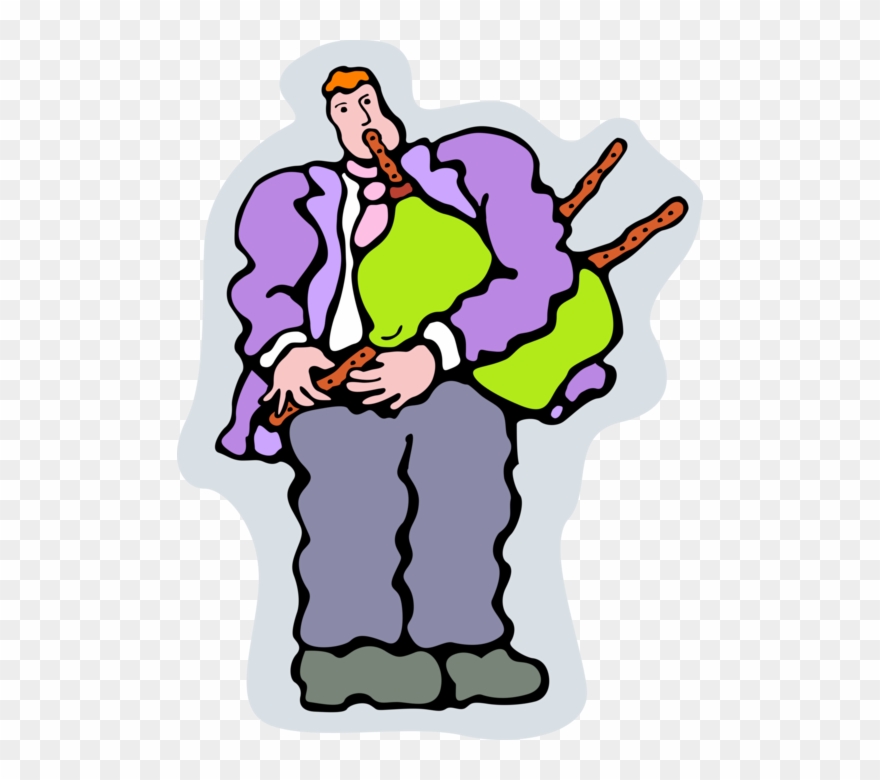 Vector Illustration Of Bagpiper Plays The Scottish Clipart