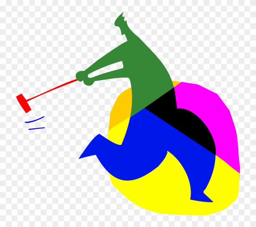 Vector Illustration Of Game Of Croquet With Mallet Clipart