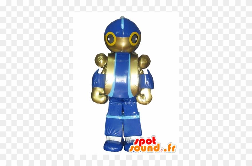 Robot Mascot, Blue And Golden Toy Giant Clipart