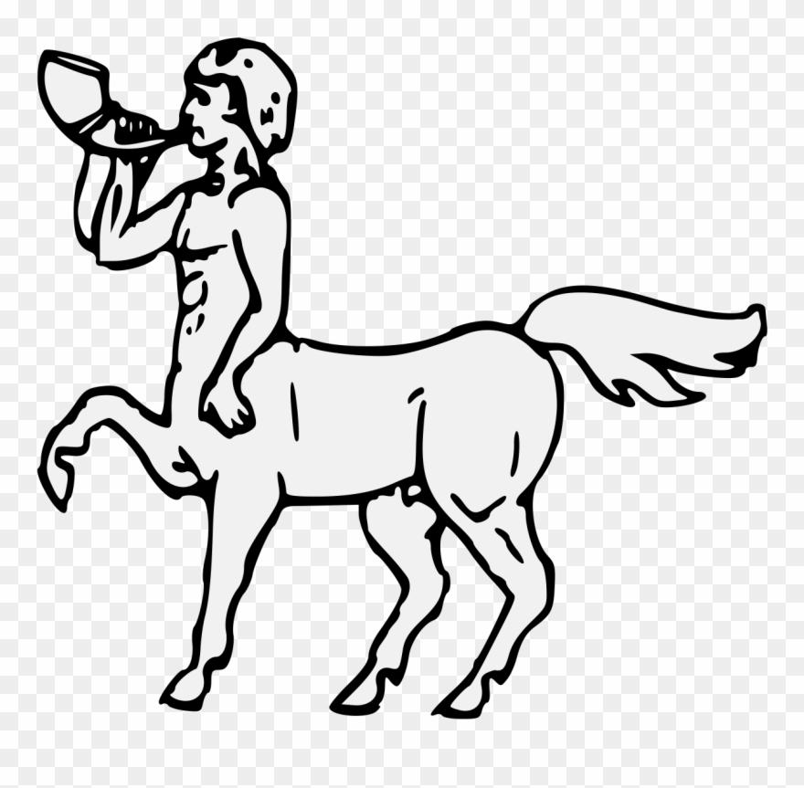 Centaur Passant Blowing A Horn Clipart