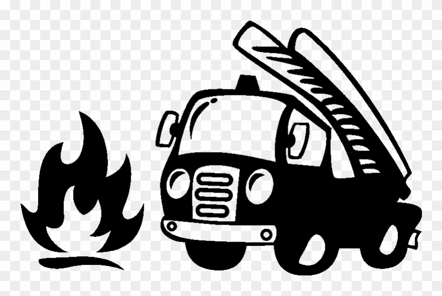 Sticker Camion De Pompier Et Flamme Ambiance Sticker Clipart