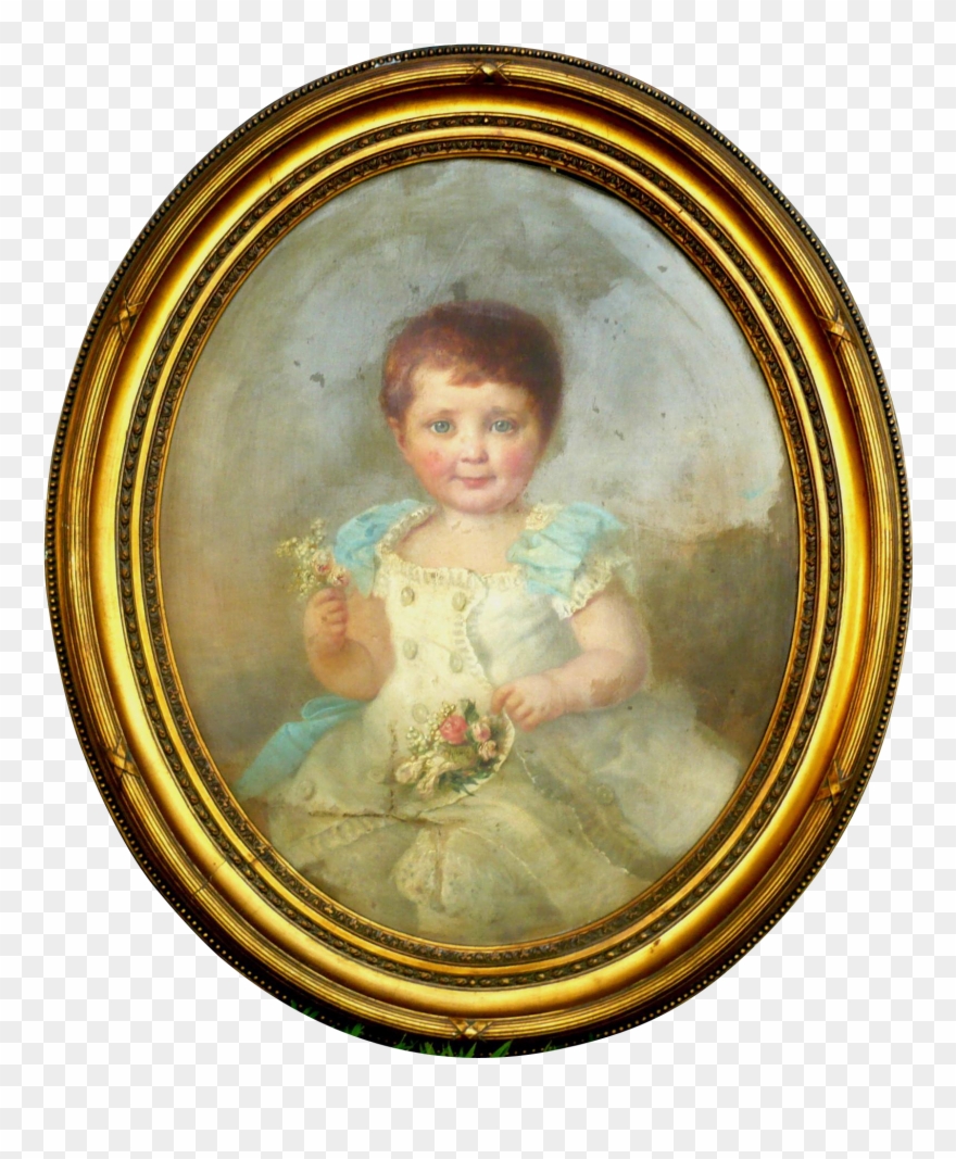19th Century Oil On Canvas Seated Portrait Of Toddler Clipart