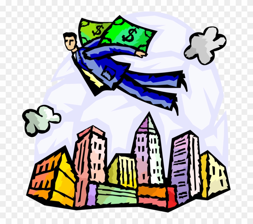 Vector Illustration Of Successful Businessman Flies Clipart