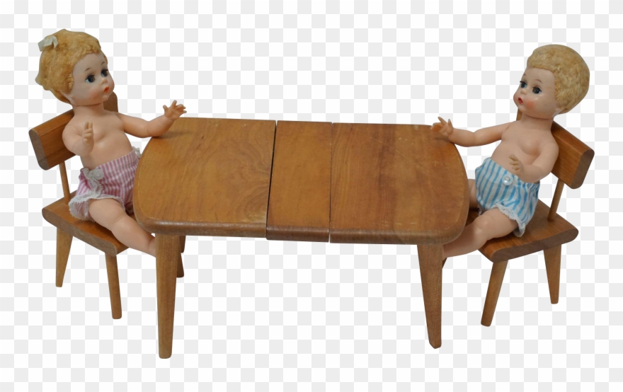 1950's Strombecker Expandable Table And Two Chairs Clipart