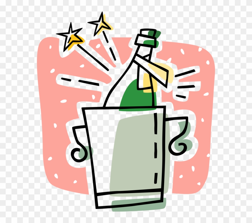 Vector Illustration Of Bottle Of Champagne Chilling Clipart