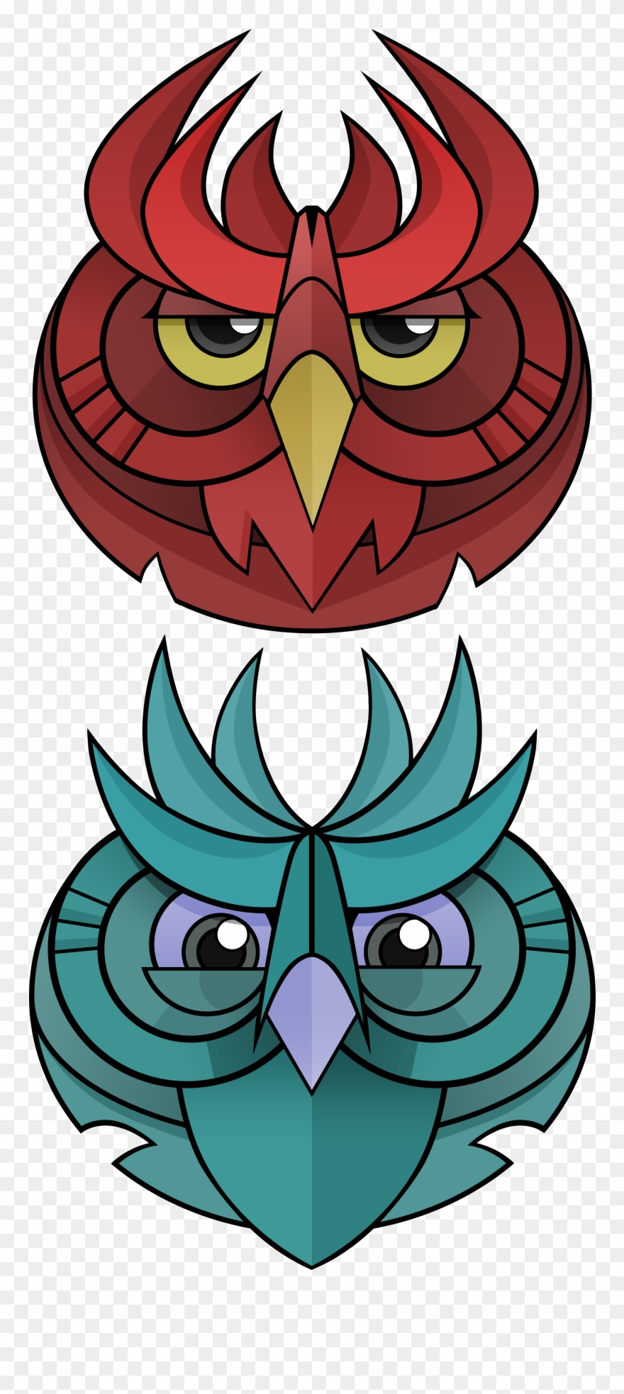 Owl Themed, Color Inverted Logo Designs Clipart