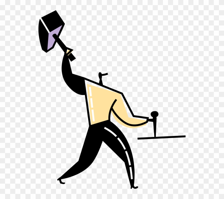 Vector Illustration Of Construction Worker Hammers Clipart