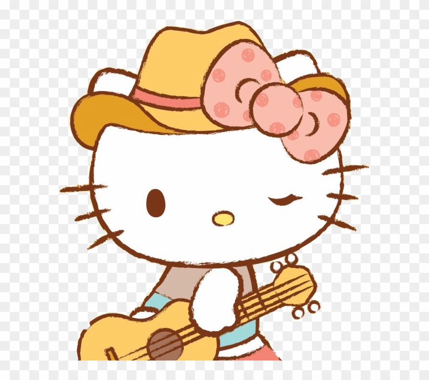 Hellokitty Music Guitarra Vaquerita Kitty Girl Funnyfre Clipart