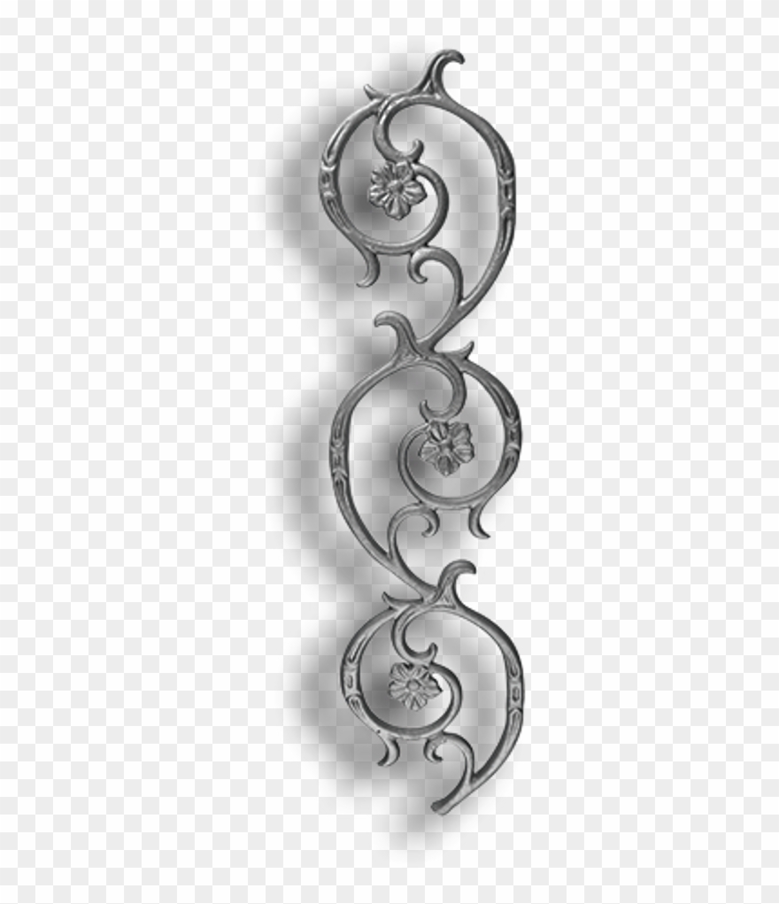 Metal Decoration Border Edge Frame Silver Grey Flowers Clipart