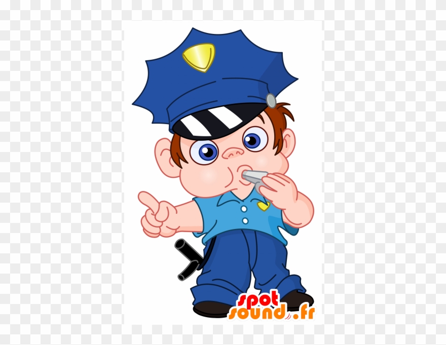 Blue-uniformed Policeman Mascot Clipart