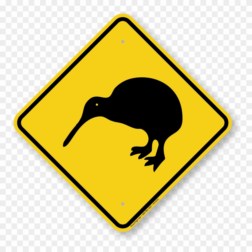Kiwi Bird Crossing Yellow Aluminum Road Sign Clipart