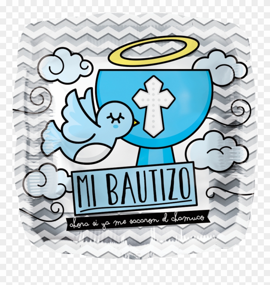 18" Mi Bautizo Caliz Azul Con Paloma , Metalizado Clipart