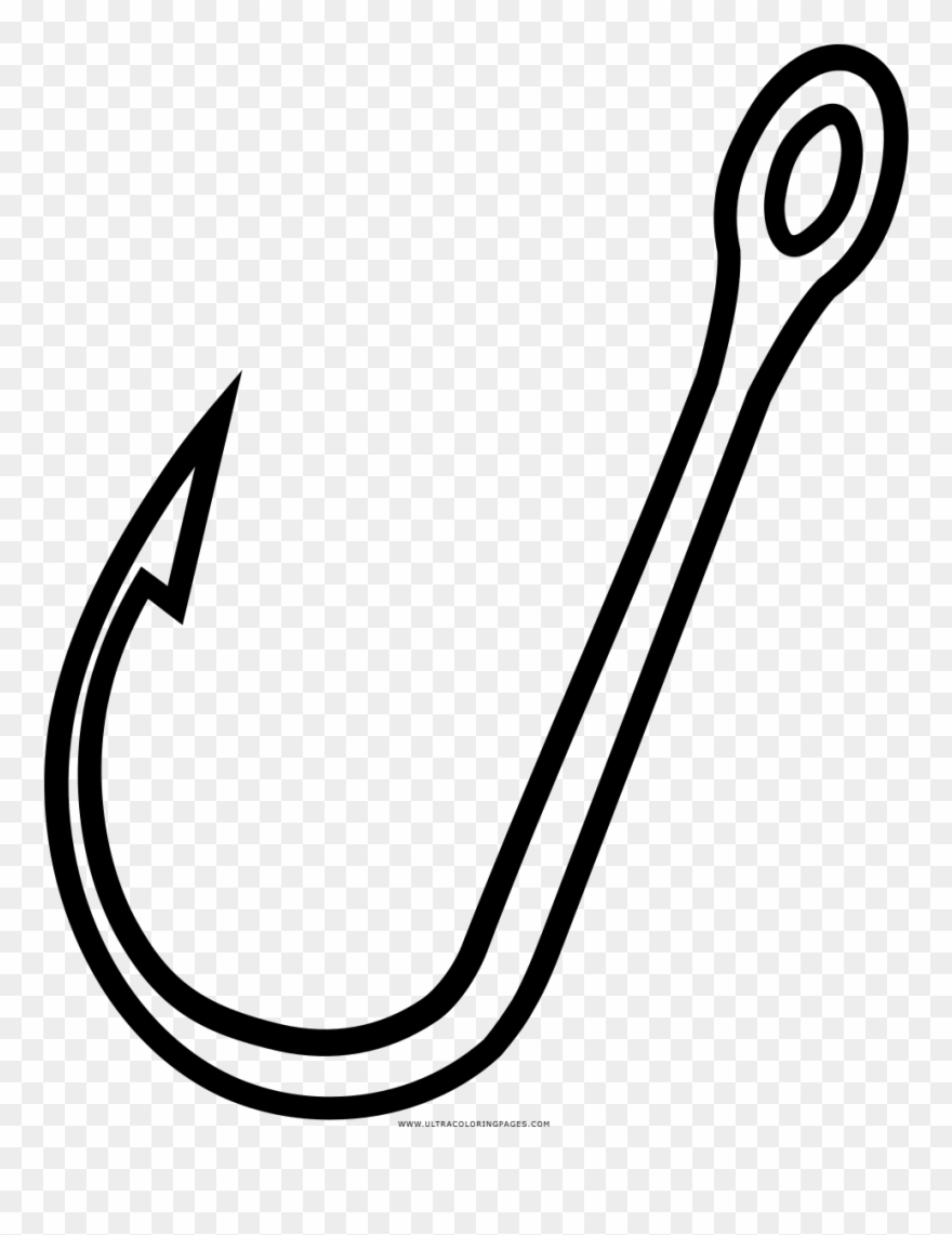 Fish Hook Coloring Page Clipart