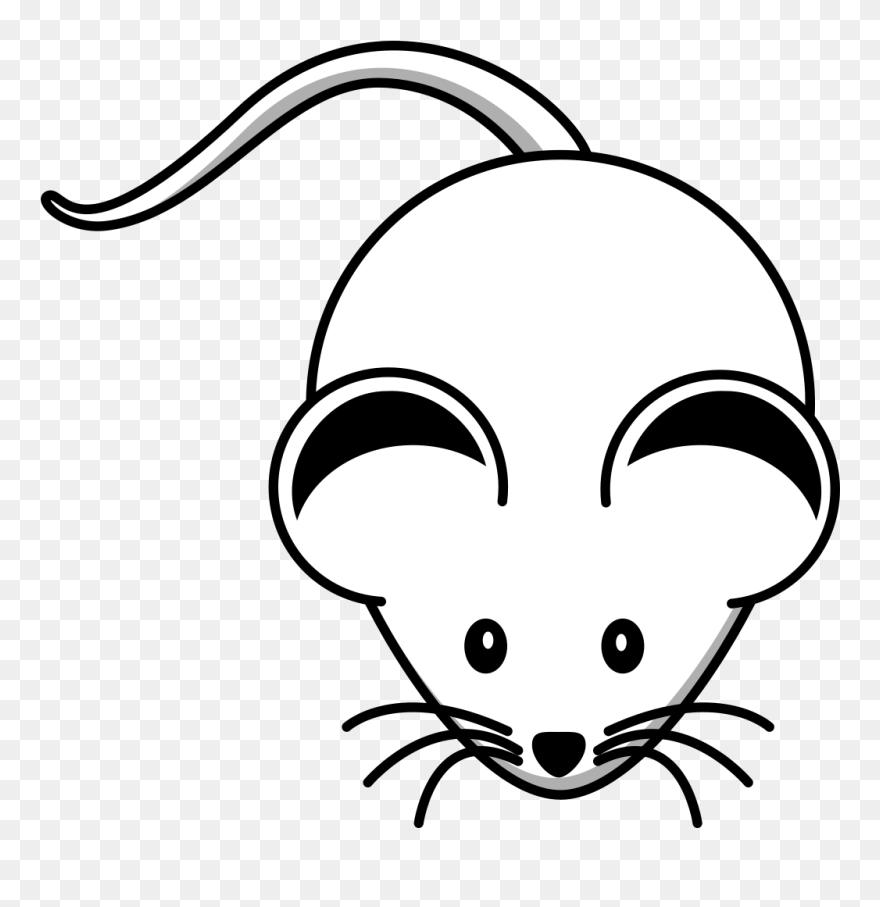 White Mouse Black Ears Clip Art - Mouse Clip Art Black And White - Png Download