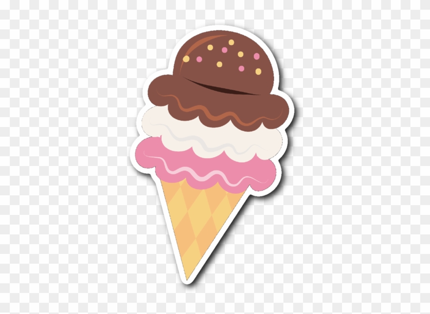 Cone Vinyl Die Cut Clip Art Black And White Library - Ice Cream Cone Sticker - Png Download
