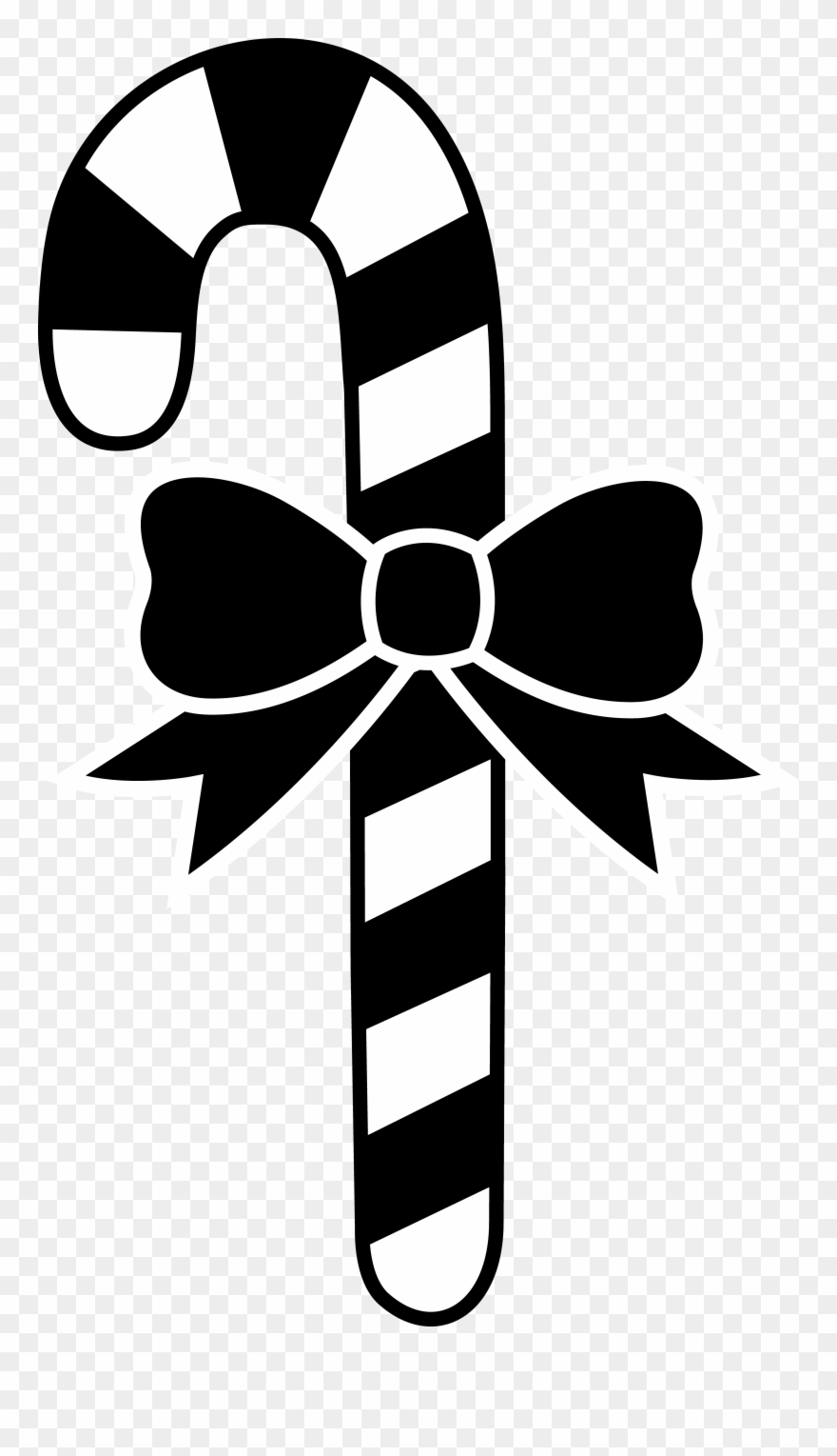 Black And White Candycane - Black And White Candy Cane Clipart - Png Download