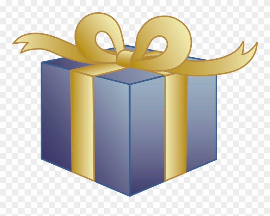 Blue Present With Golden Ribbon Free Clip Art - Cartoon Gift Png Clipart Transparent Png