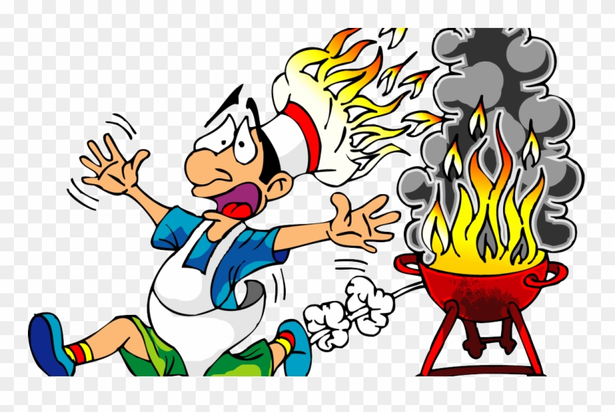Clipart Fire Safty - Cartoon Bbq On Fire - Png Download