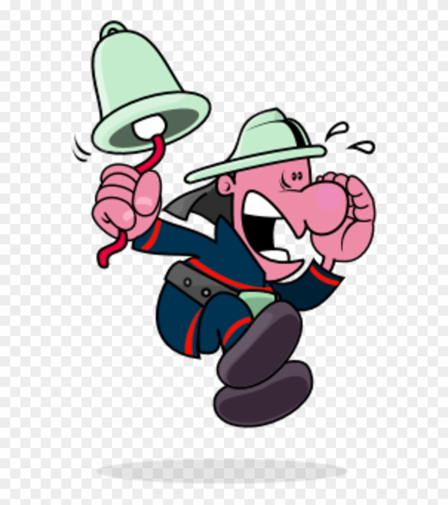 Funny Man Ringing A Bell Fireman - Fireman Clipart - Png Download