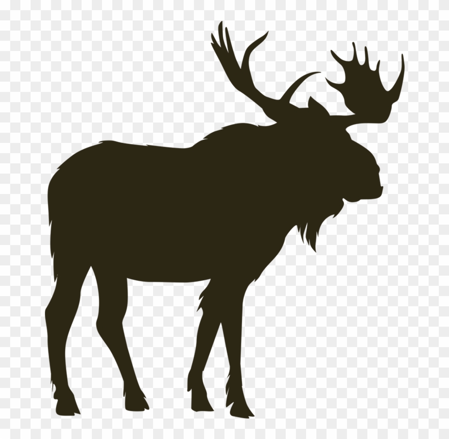 Deer Clipart Mountain - Moose And Mountain Silhouettes - Png Download
